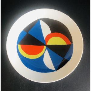 "Windsor" assiette en porcelaine de Limoges d'après Sonia Delaunay, édition limitée Artcurial