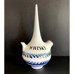 Earthenware “whiskey” Bottle By Roger Capron, Vallauris