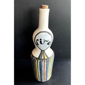 “fine” Earthenware Bottle Roger Capron Vallauris