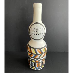 Earthenware “rum” Bottle By Roger Capron In Vallauris