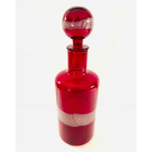 Glass Bottle "a Fasce" By Fulvio Bianconi For Venini 1950s