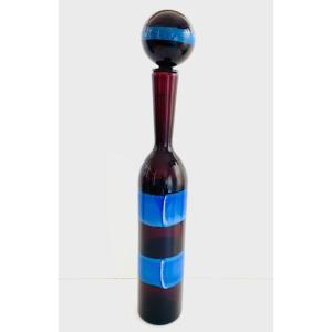 Glass Bottle "a Fasce Orizzontali" By Fulvio Bianconi For Venini 1950s