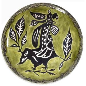 Grand plat en céramique dessin de Jean Lurçat Sant Vicens