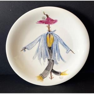 Decorative Limoges Porcelain Plate By Simone Coquet For Primavera