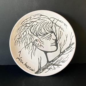 "tree Face" Earthenware Plate By Jean Marais Vallauris