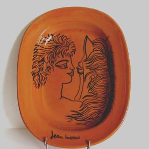Grand plat en céramique par Jean Marais Vallauris 