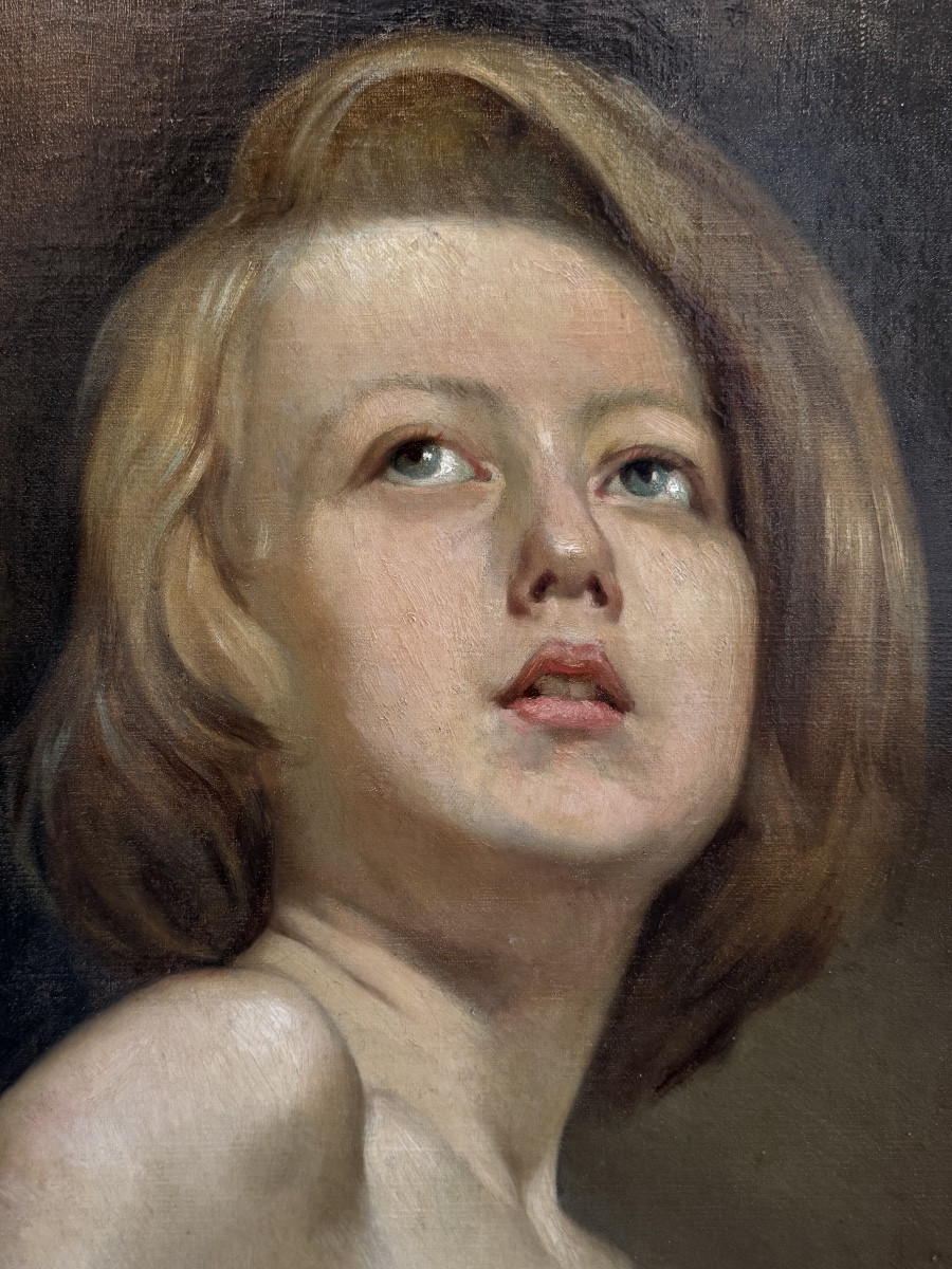 Portrait Of A Young Boy – Oil On Canvas 19th Century (napoleon III)-photo-2