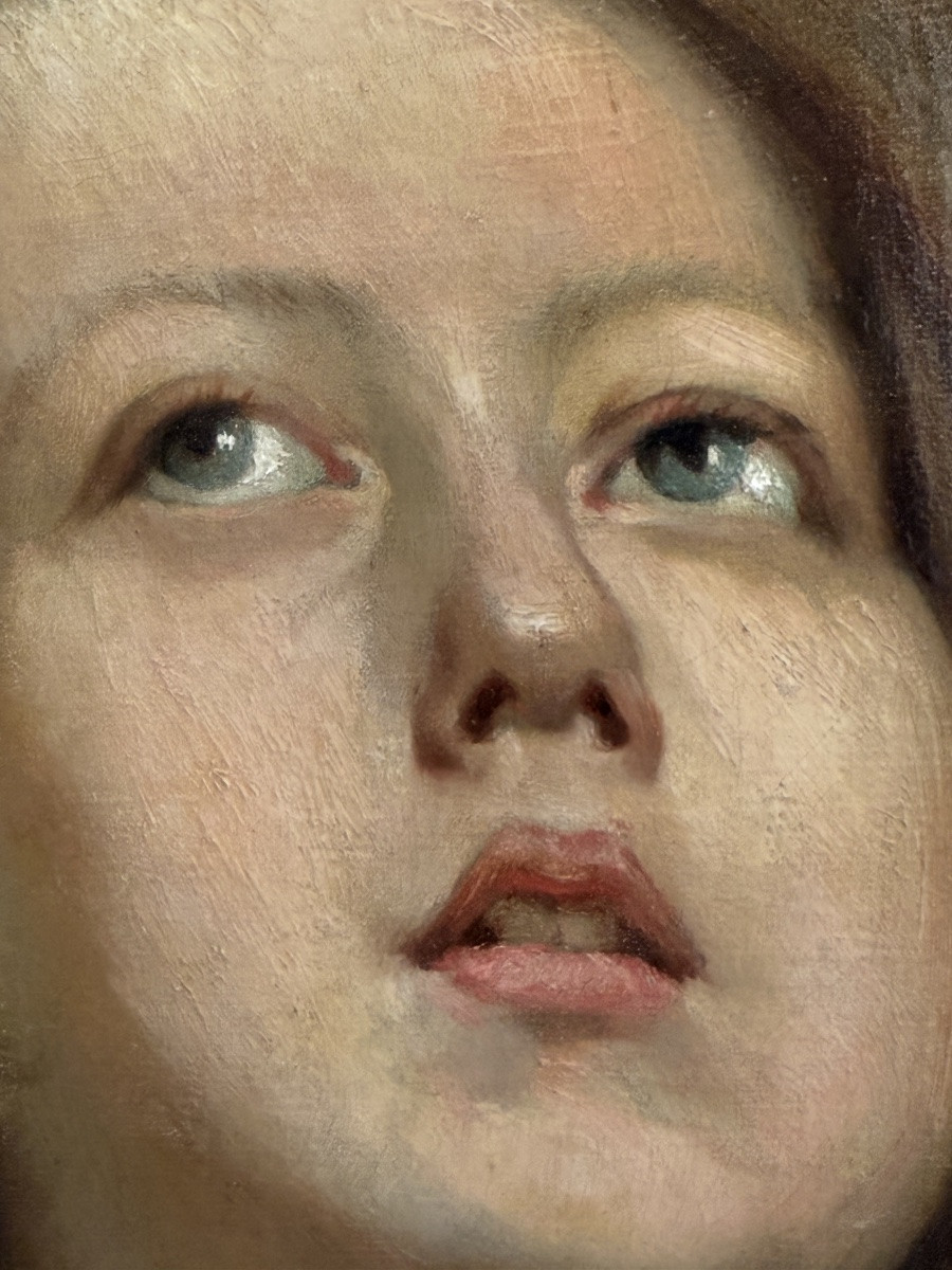 Portrait Of A Young Boy – Oil On Canvas 19th Century (napoleon III)-photo-2