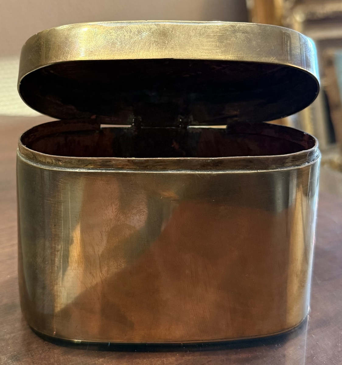 Art Deco Bronze Box With Orange Stone Cabochon – 20th Century-photo-2