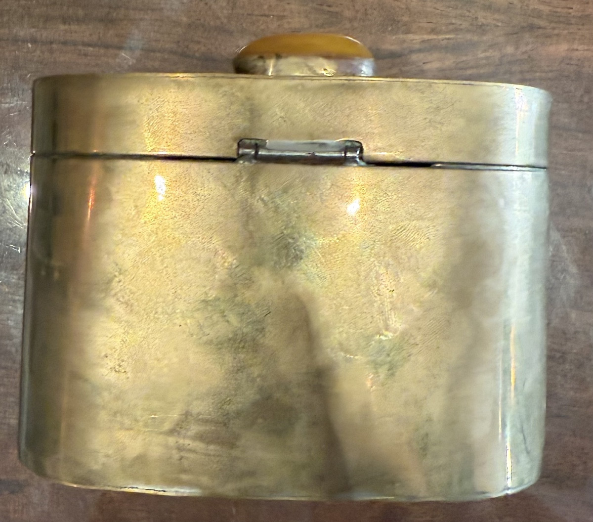 Art Deco Bronze Box With Orange Stone Cabochon – 20th Century-photo-4