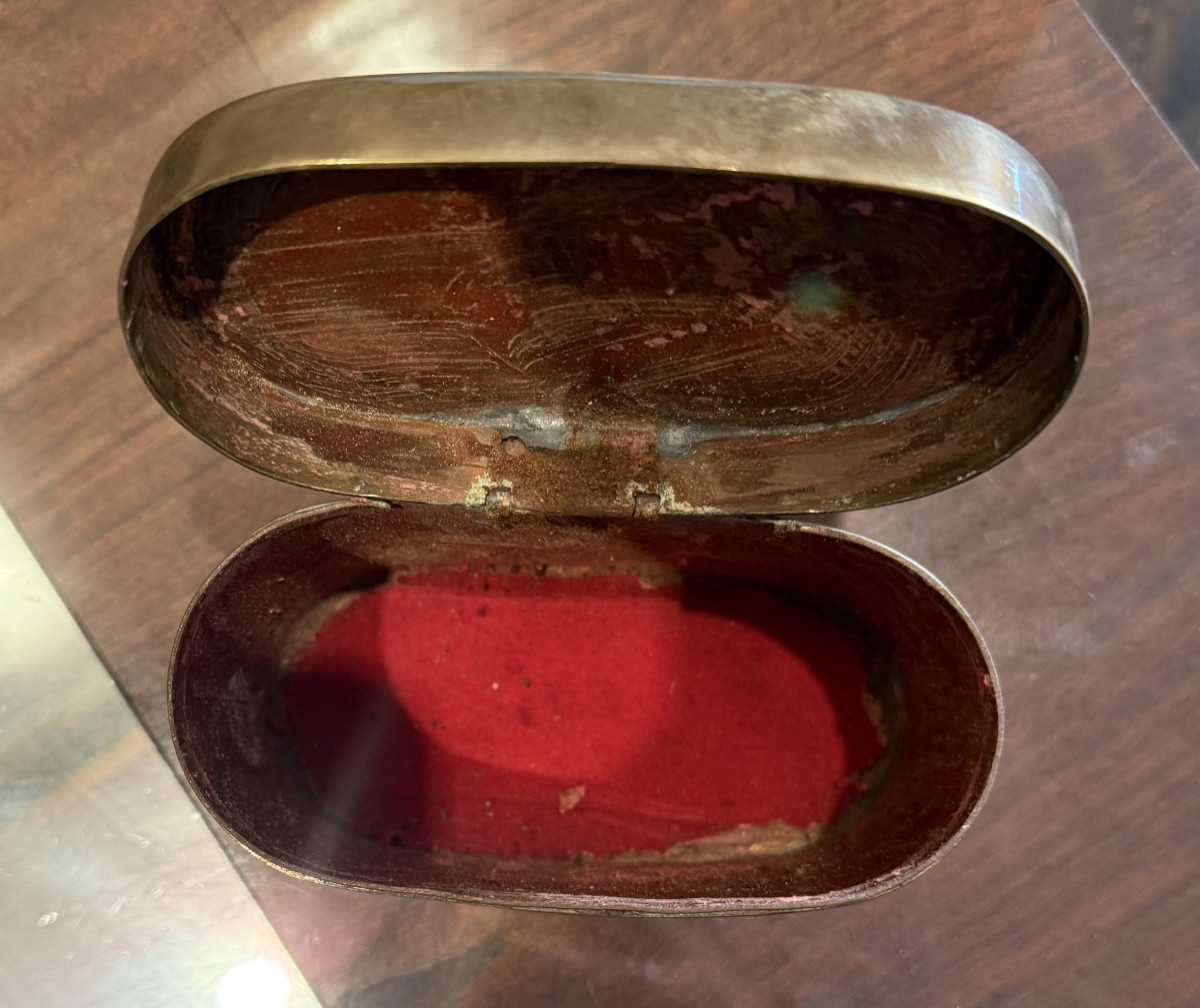 Art Deco Bronze Box With Orange Stone Cabochon – 20th Century-photo-1