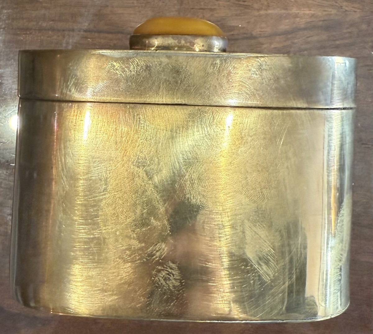 Art Deco Bronze Box With Orange Stone Cabochon – 20th Century-photo-2