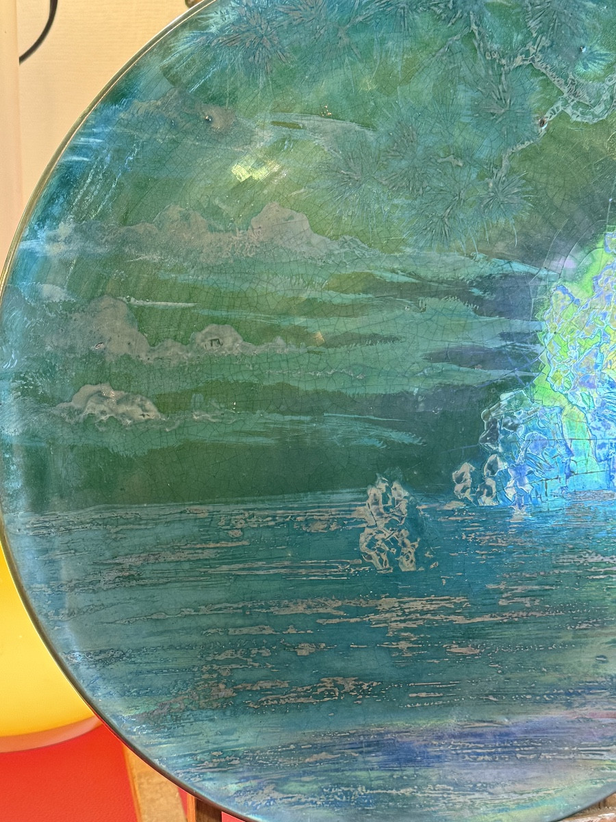 Grande Assiette signée Delphin Massier Vallauris (A.M)-photo-4