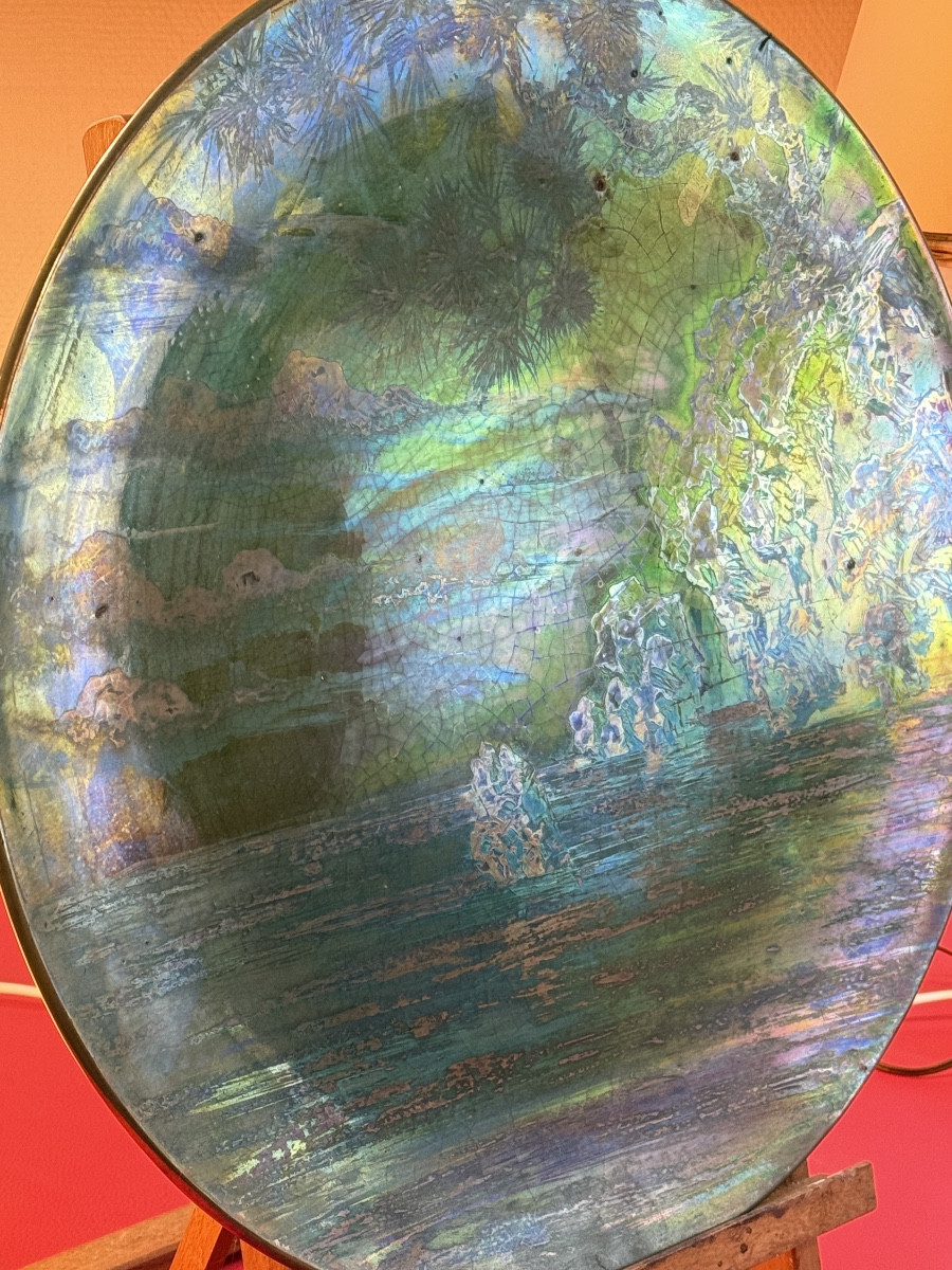 Grande Assiette signée Delphin Massier Vallauris (A.M)-photo-2