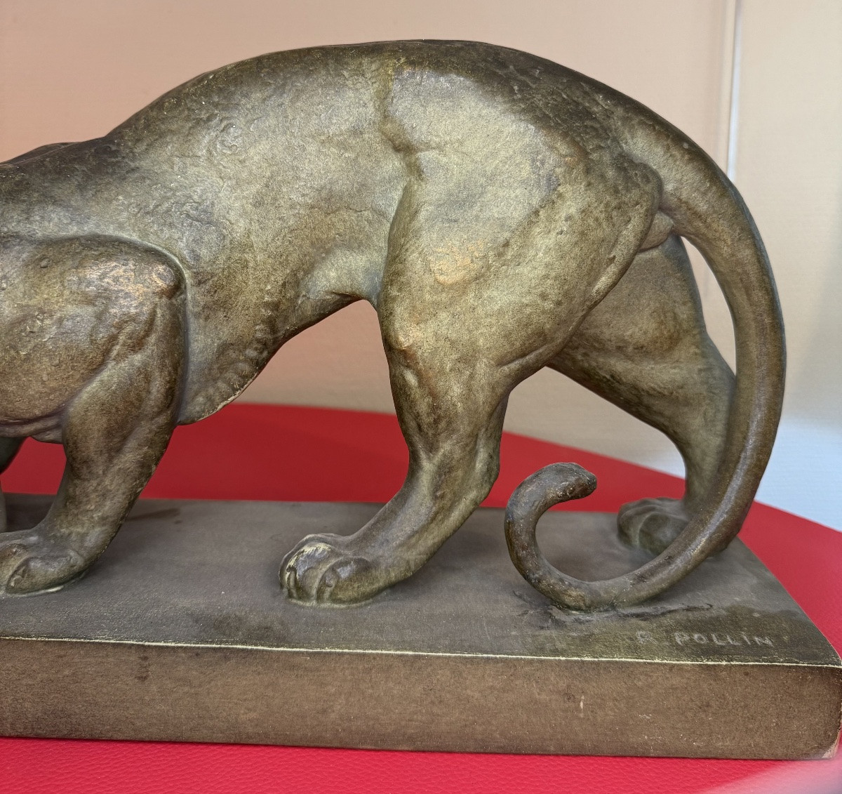 Art Deco Terracotta Sculpture – Panthers – 20th Century – Signed A.pollin-photo-1
