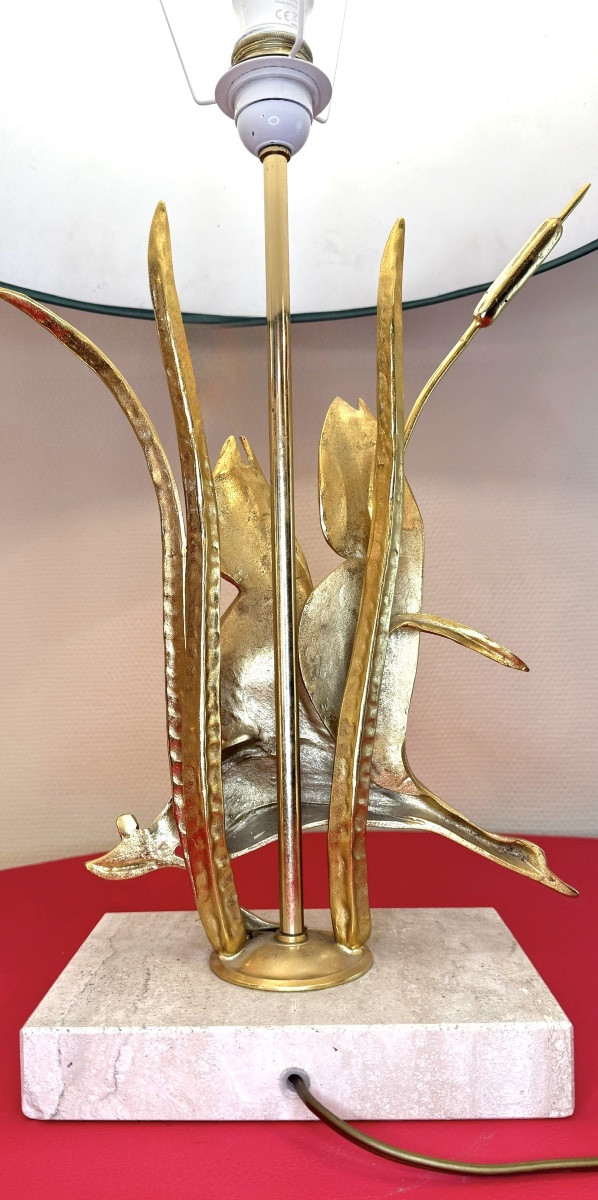 Large Designer Lamp In Golden Brass – Bird / Duck – 70s – Art Deco / Hollywood Style R-photo-3