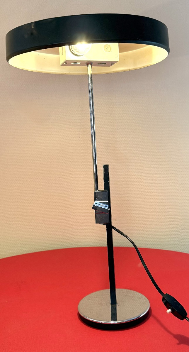 Modernist Adjustable Lamp In Polished Chrome - 70s Design-photo-2