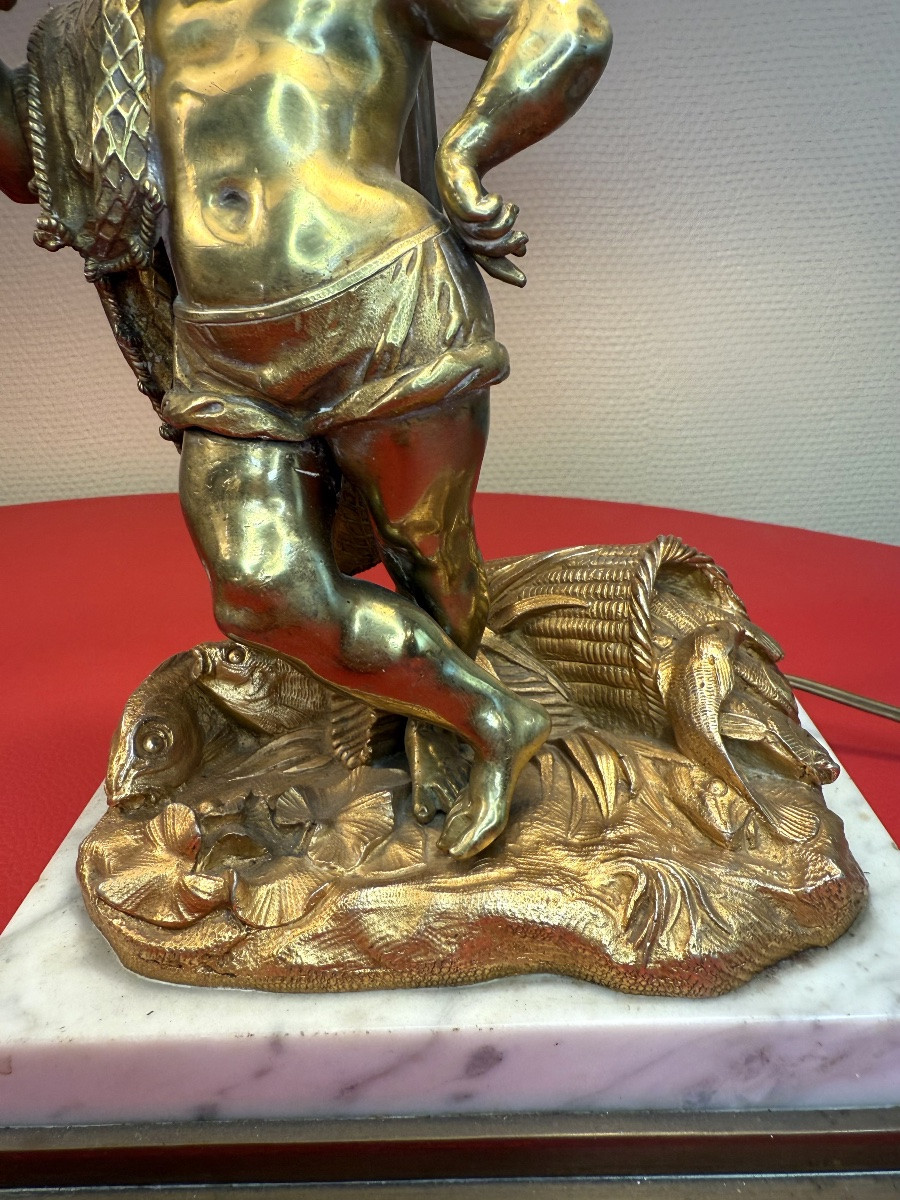 Pair Of Gilt Bronze Lamps – Childish Allegories, Napoleon III Period – 19th Century-photo-1