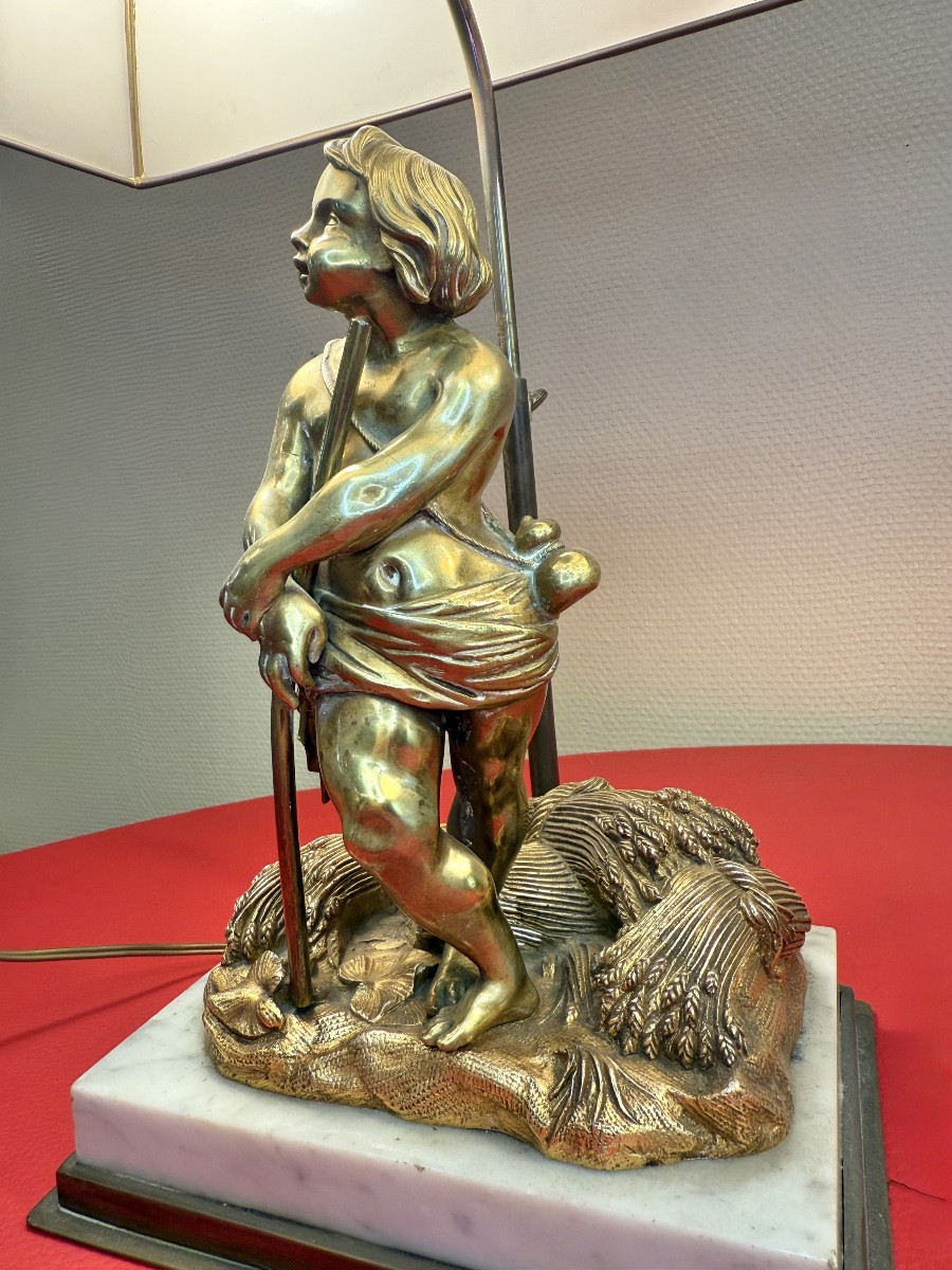 Pair Of Gilt Bronze Lamps – Childish Allegories, Napoleon III Period – 19th Century-photo-4