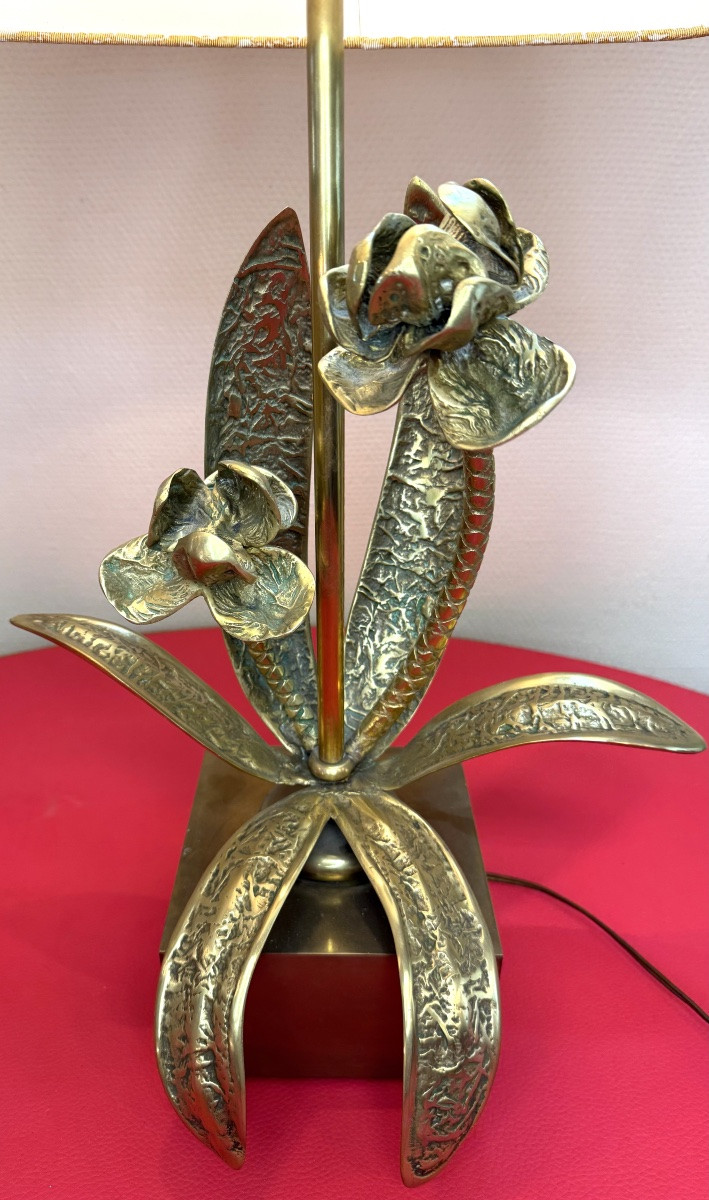 Bronze Floral Lamp – 70s Design-photo-2