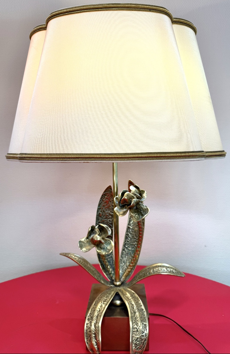 Bronze Floral Lamp – 70s Design