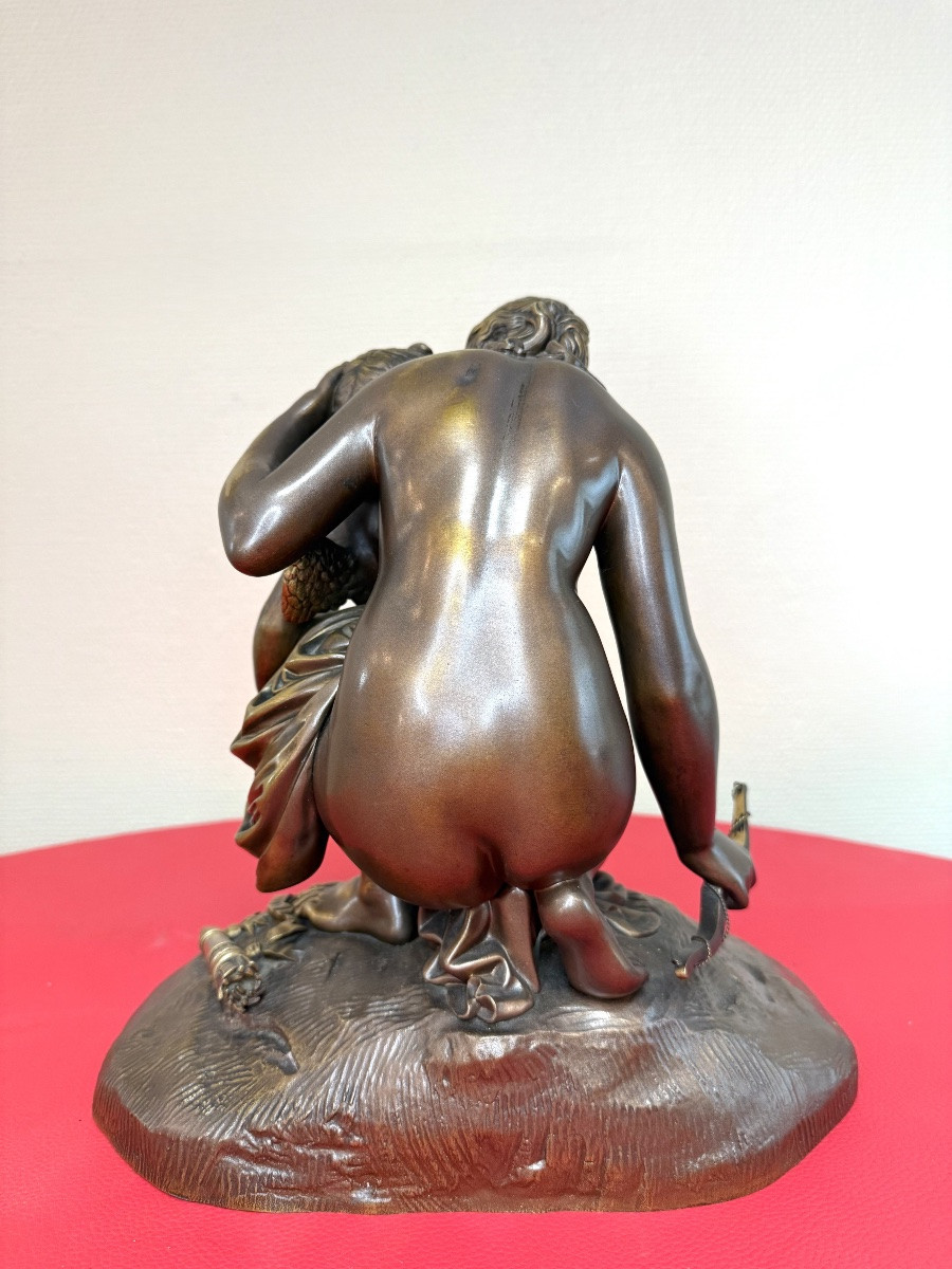 Venus And Cupid, Bronze Group After James Pradier-photo-1