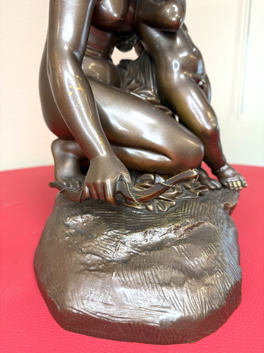Venus And Cupid, Bronze Group After James Pradier-photo-2