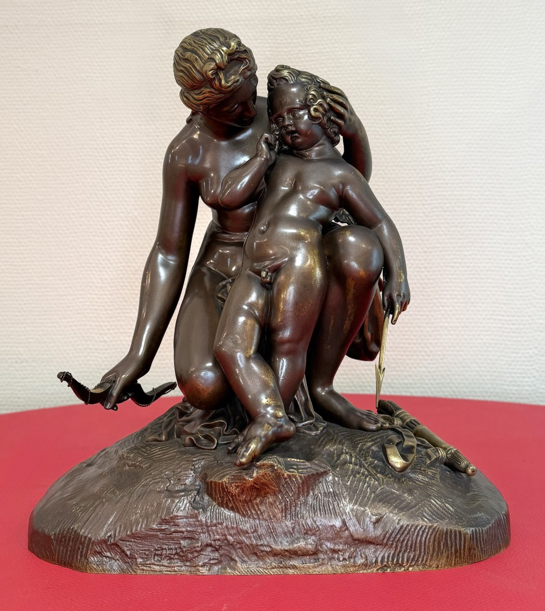 Venus And Cupid, Bronze Group After James Pradier