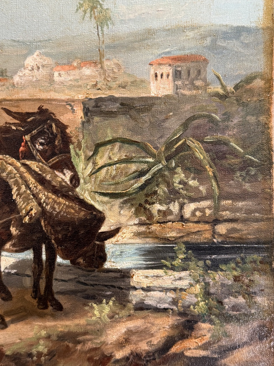 Caravan On The Road To The Orient Orientalist School – 19th Century, Napoleon III Period-photo-1