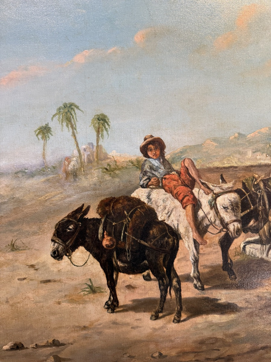 Caravan On The Road To The Orient Orientalist School – 19th Century, Napoleon III Period-photo-4