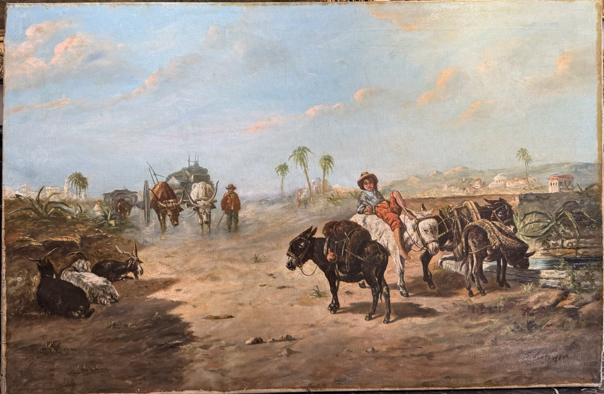 Caravan On The Road To The Orient Orientalist School – 19th Century, Napoleon III Period