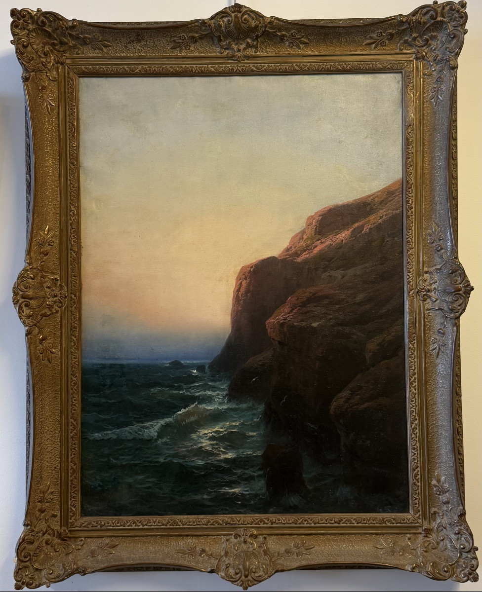 Tableau d’Émile Godchaux – Les Dernières Lueurs sur la Mer