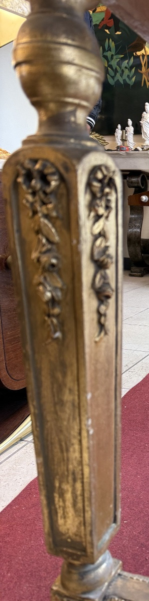 Table d’apparat en bois doré et marbre – Style Louis XV / Louis XVI – XIXe siècle-photo-1