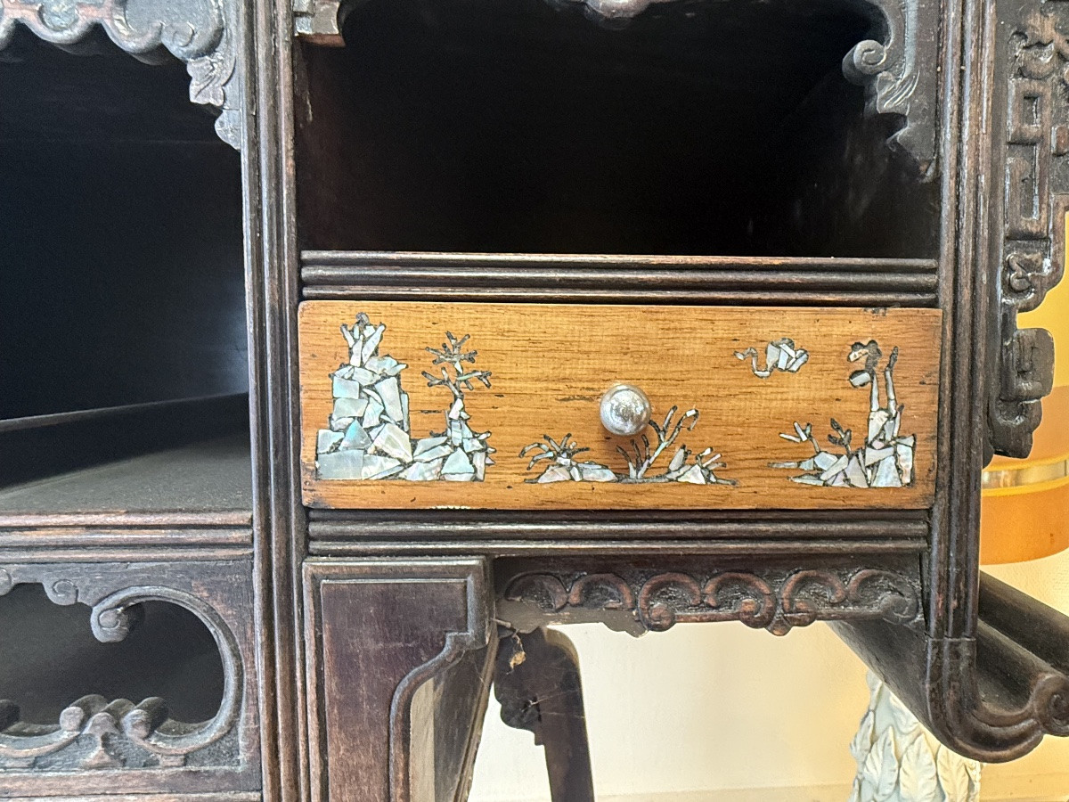 Japanese-style Mahogany And Mother-of-pearl Cabinet – Napoleon III Period – 19th Century-photo-2