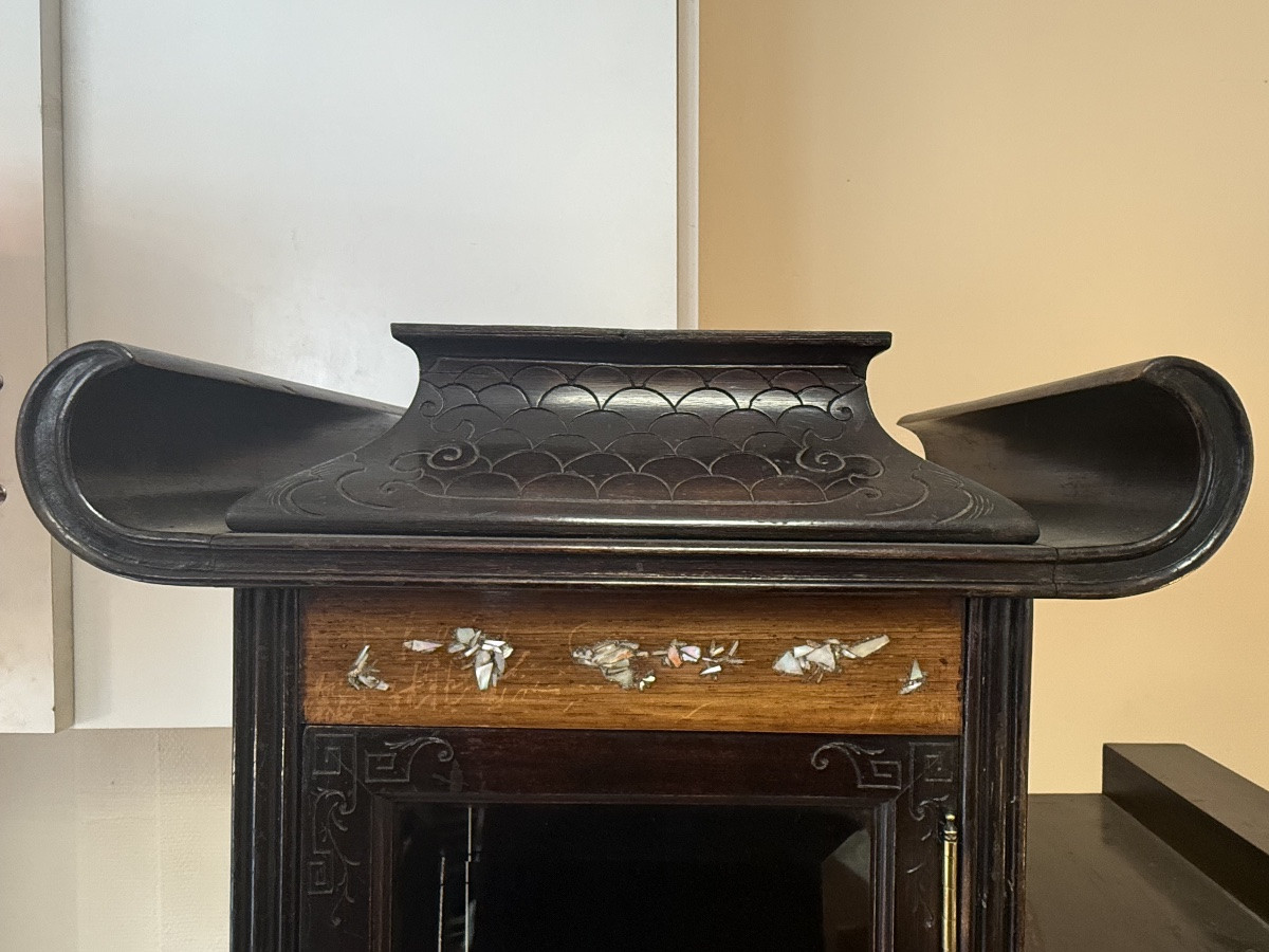 Japanese-style Mahogany And Mother-of-pearl Cabinet – Napoleon III Period – 19th Century-photo-5