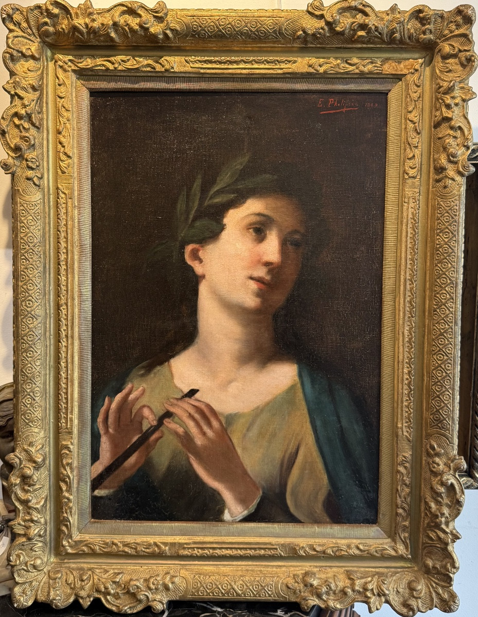 Portrait Of A Young Man With A Flute – Napoleon III Period – Oil On Canvas Signed E. Phélipea