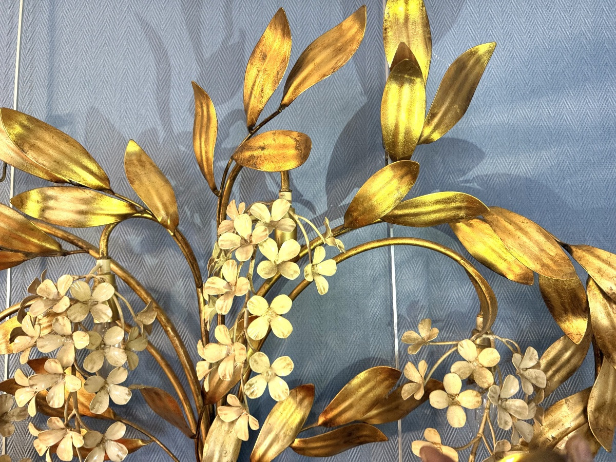 Applique florale vintage Hans Kögl en métal doré – Années 60/70-photo-2