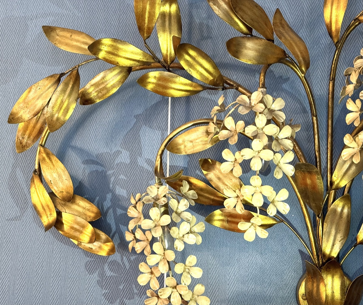 Applique florale vintage Hans Kögl en métal doré – Années 60/70-photo-3