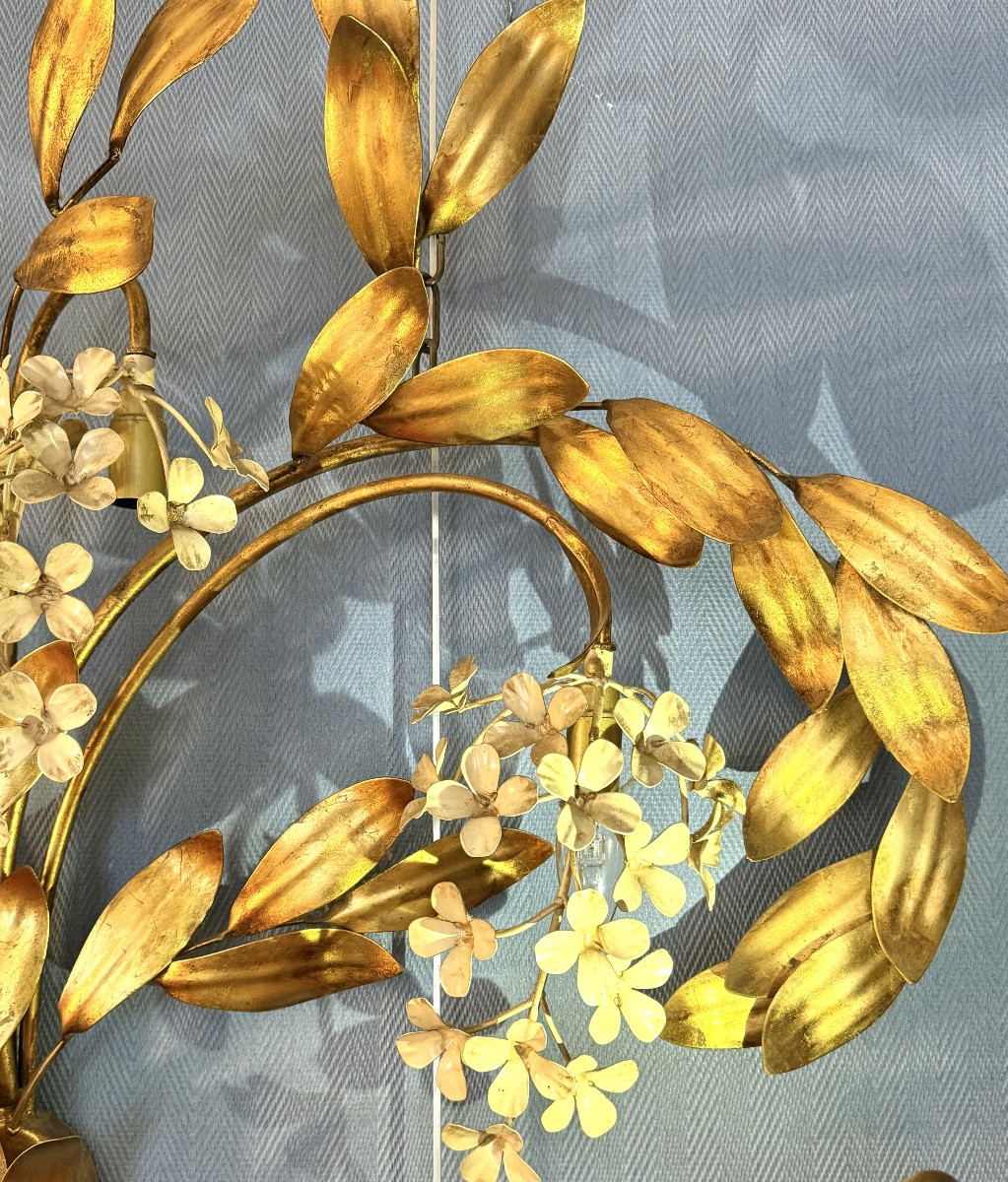 Applique florale vintage Hans Kögl en métal doré – Années 60/70-photo-6
