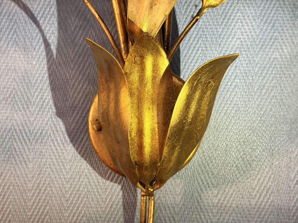 Applique florale vintage Hans Kögl en métal doré – Années 60/70-photo-7
