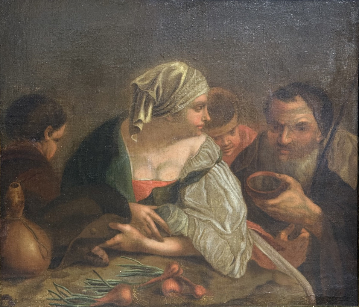 “Scène de Taverne – Tableau de Genre du XVIIᵉ Siècle, Huile sur Toile”-photo-1