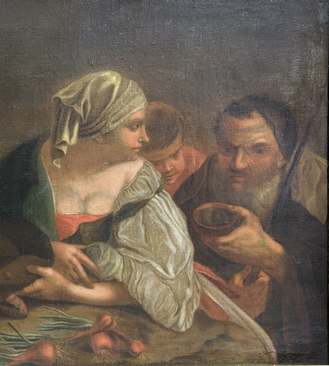 “Scène de Taverne – Tableau de Genre du XVIIᵉ Siècle, Huile sur Toile”-photo-2