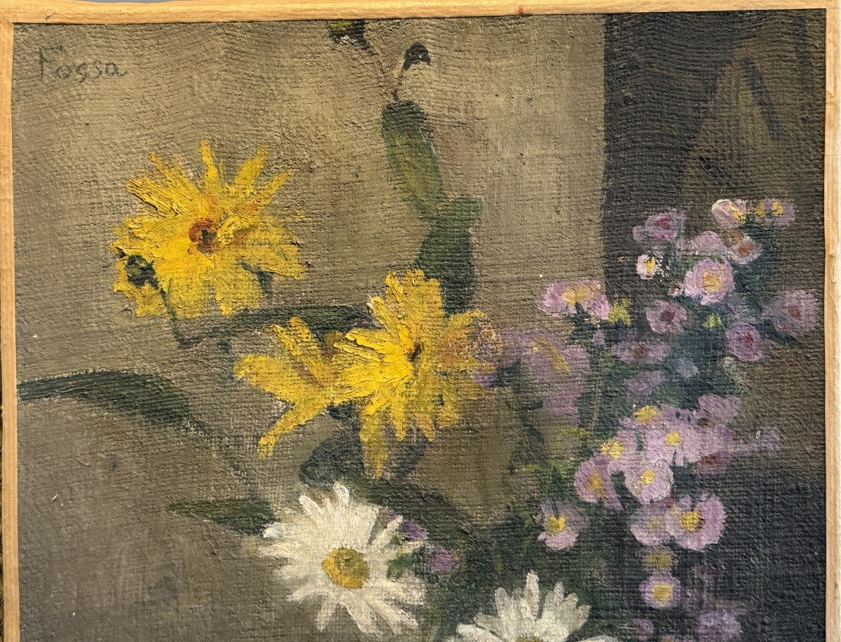 Bouquet d’Été – Huile sur toile signée Fossa-photo-5
