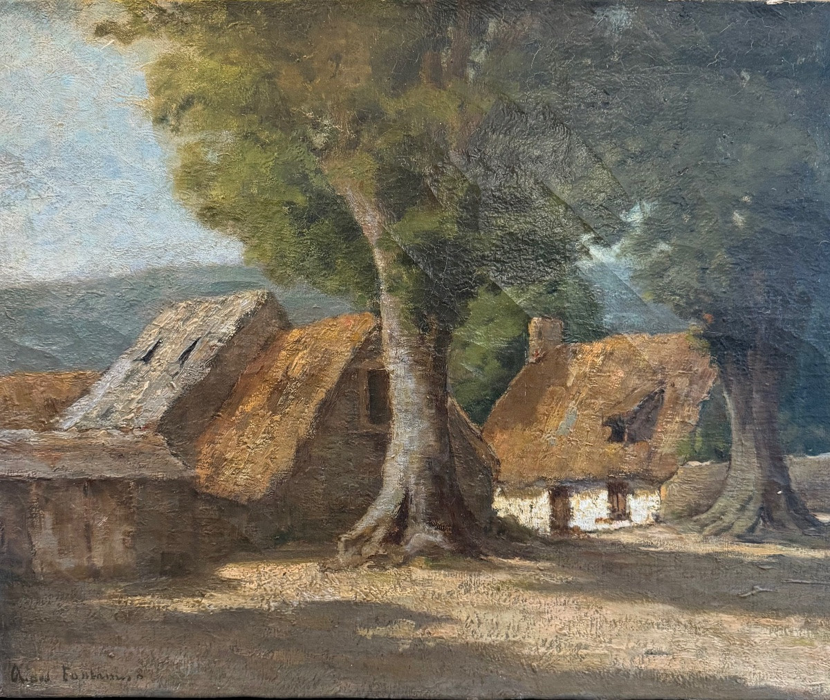Country House Under The Trees – Oil On Canvas, 19th Century-photo-2