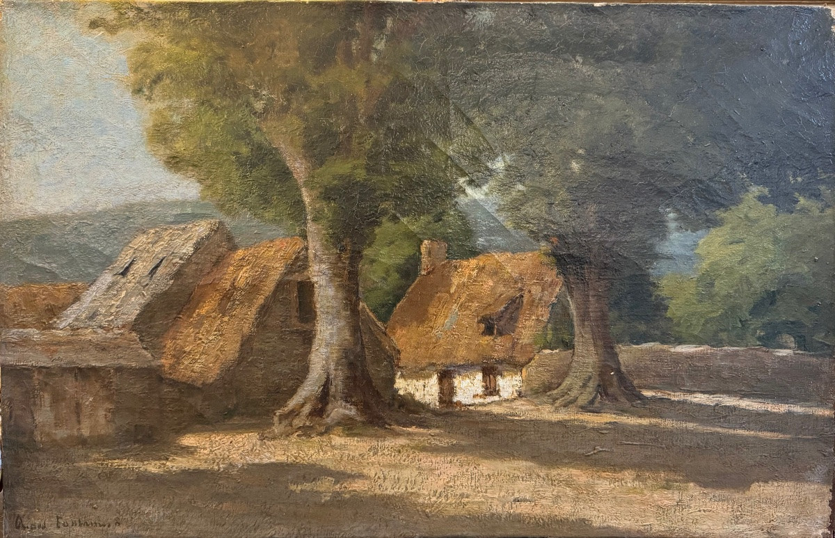Country House Under The Trees – Oil On Canvas, 19th Century-photo-4