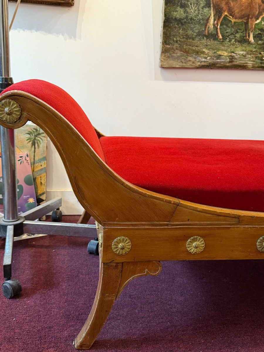 Napoleon III Bench In Wood Adorned With Bronzes – Red Velvet-photo-5