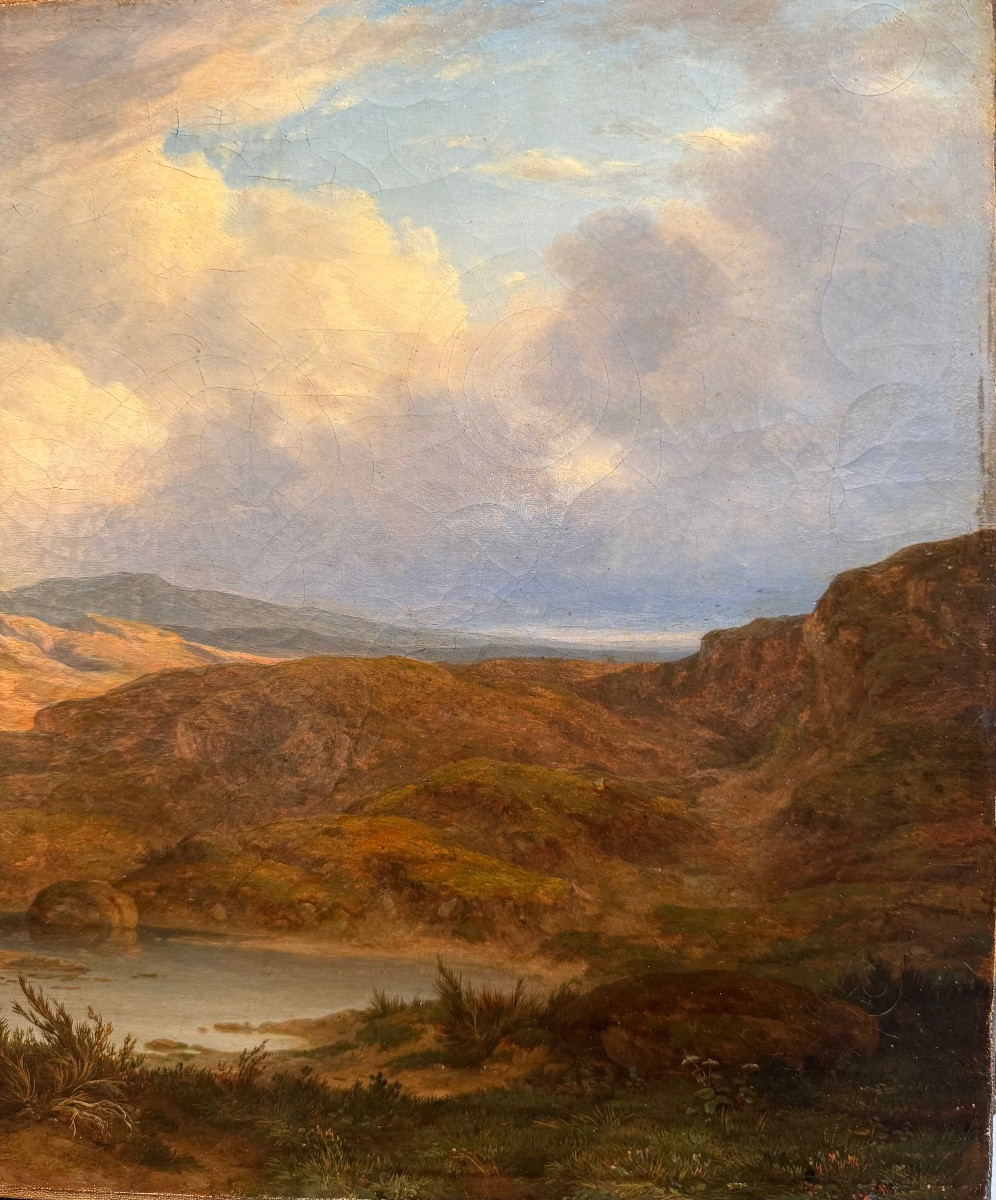 Tableau XIXᵉ siècle – Paysage signé J.P. George (1845) – Huile sur toile-photo-3
