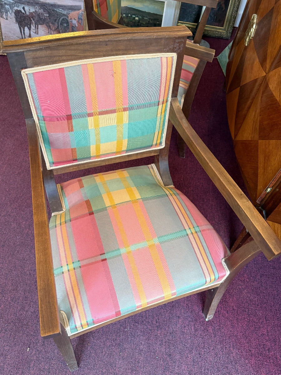 Paire de Fauteuils Art Déco en Bois et Tissu, Années 1900 - Élégance et Charme Authentique-photo-4