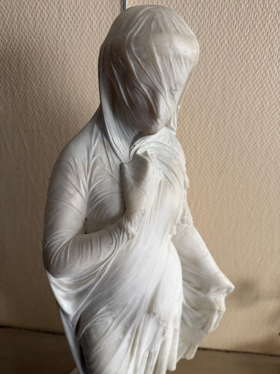 Marble Sculpture Of A Woman, Signed Cm Benzoni, 1869 – Napoleon III-photo-2