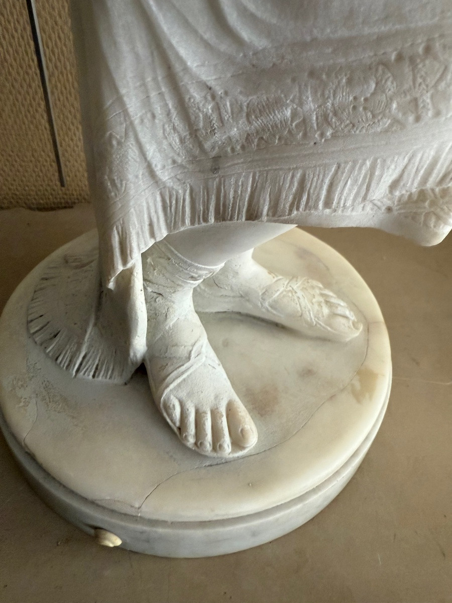 Marble Sculpture Of A Woman, Signed Cm Benzoni, 1869 – Napoleon III-photo-6